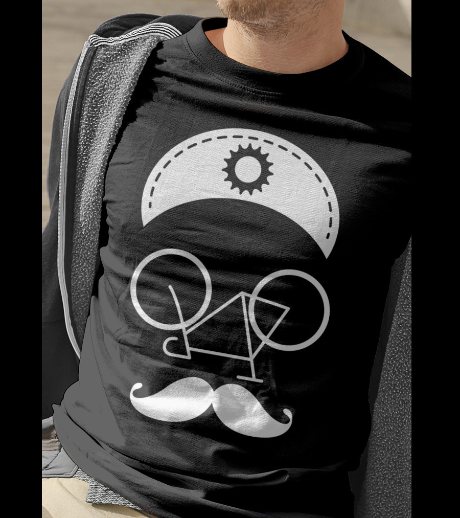 Bicycle Mustache Face Helmet Gear T-Shirt
