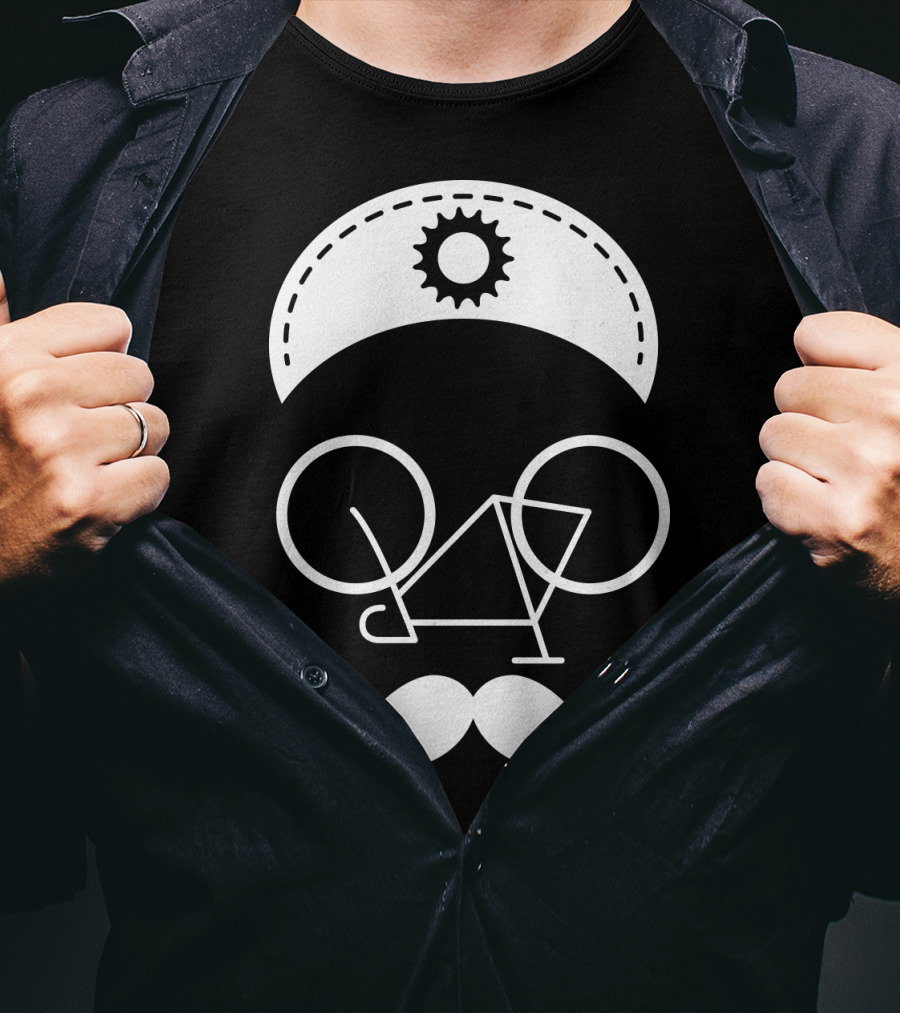 Bicycle Mustache Face Helmet Gear T-Shirt