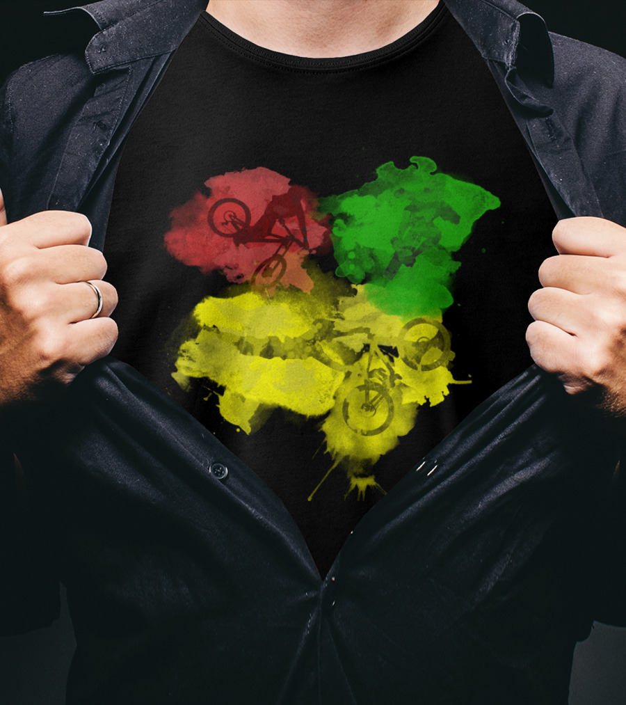 MTB Rasta Red Green Yellow Mountain Biking T-Shirt
