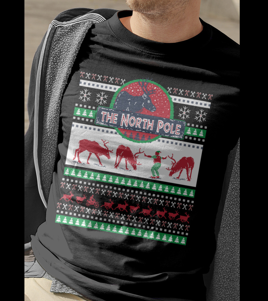 The North Pole Reindeer Ugly Christmas T-Shirt