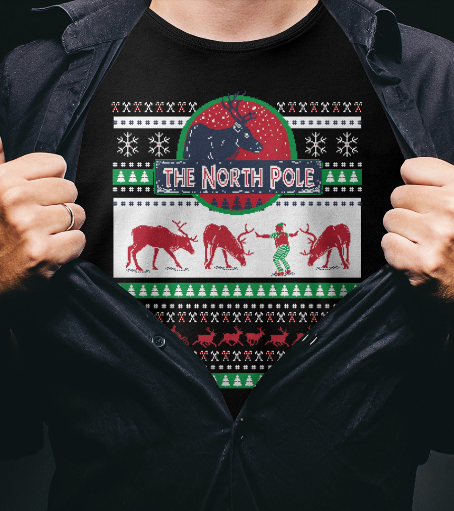 The North Pole Reindeer Ugly Christmas T-Shirt