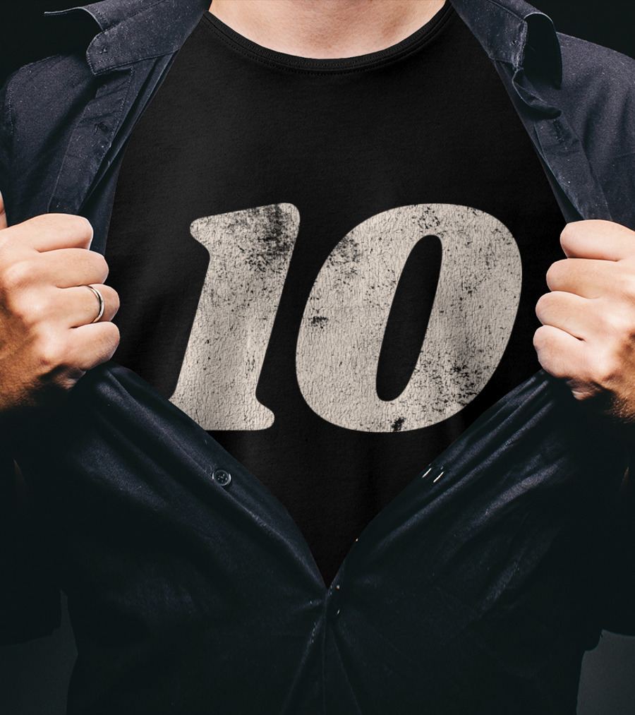 Number Ten 10 Distressed Vintage Sports T-Shirt