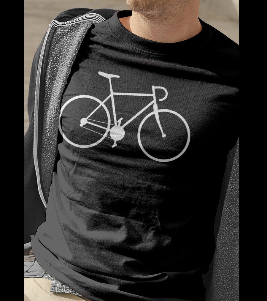 Racing Bike White Simple Bicycle Outline T-Shirt
