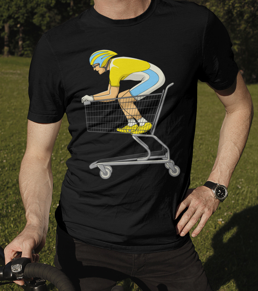Retail Racer Cyclist In Shopping Cart T-Shirt