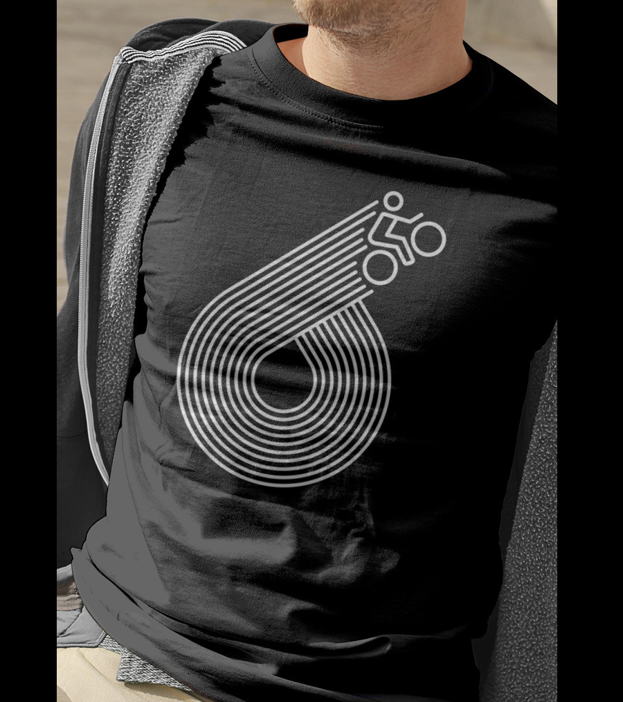 Retro Cycling Lines Geometric Rider Loop T-Shirt