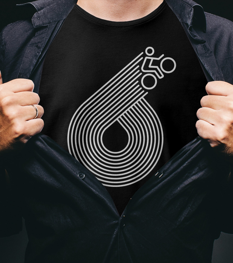 Retro Cycling Lines Geometric Rider Loop T-Shirt