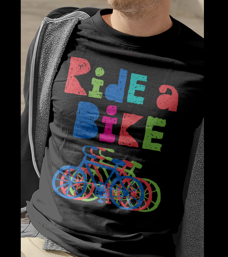 Ride A Bike Sketchy Colorful Layered Bicycles T-Shirt
