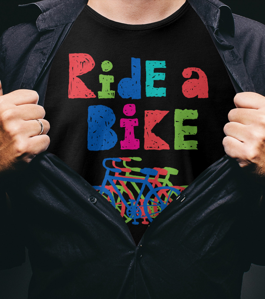 Ride A Bike Sketchy Colorful Layered Bicycles T-Shirt
