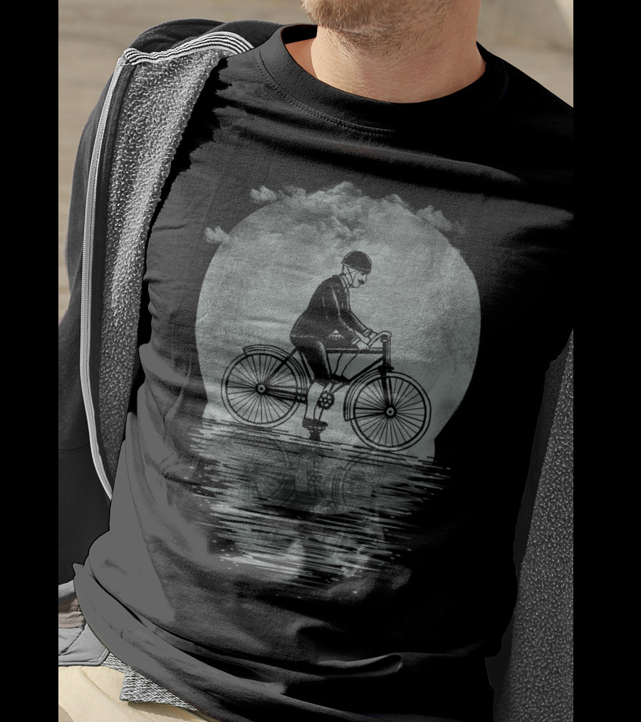 Ride Hard Or Die Young Bicycle Rider Reflecting On Water Under Cloudy Sky T-Shirt