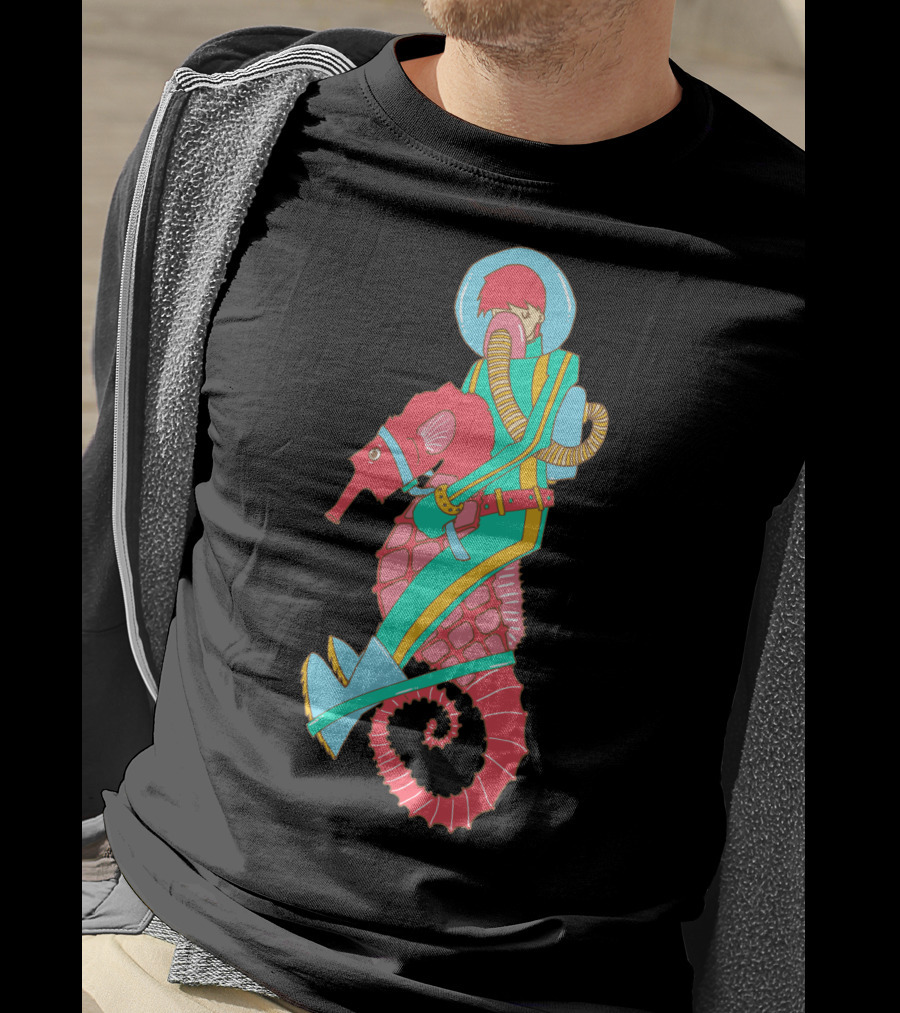 Riding The Seahorse Aqua Spacesuit Adventure T-Shirt