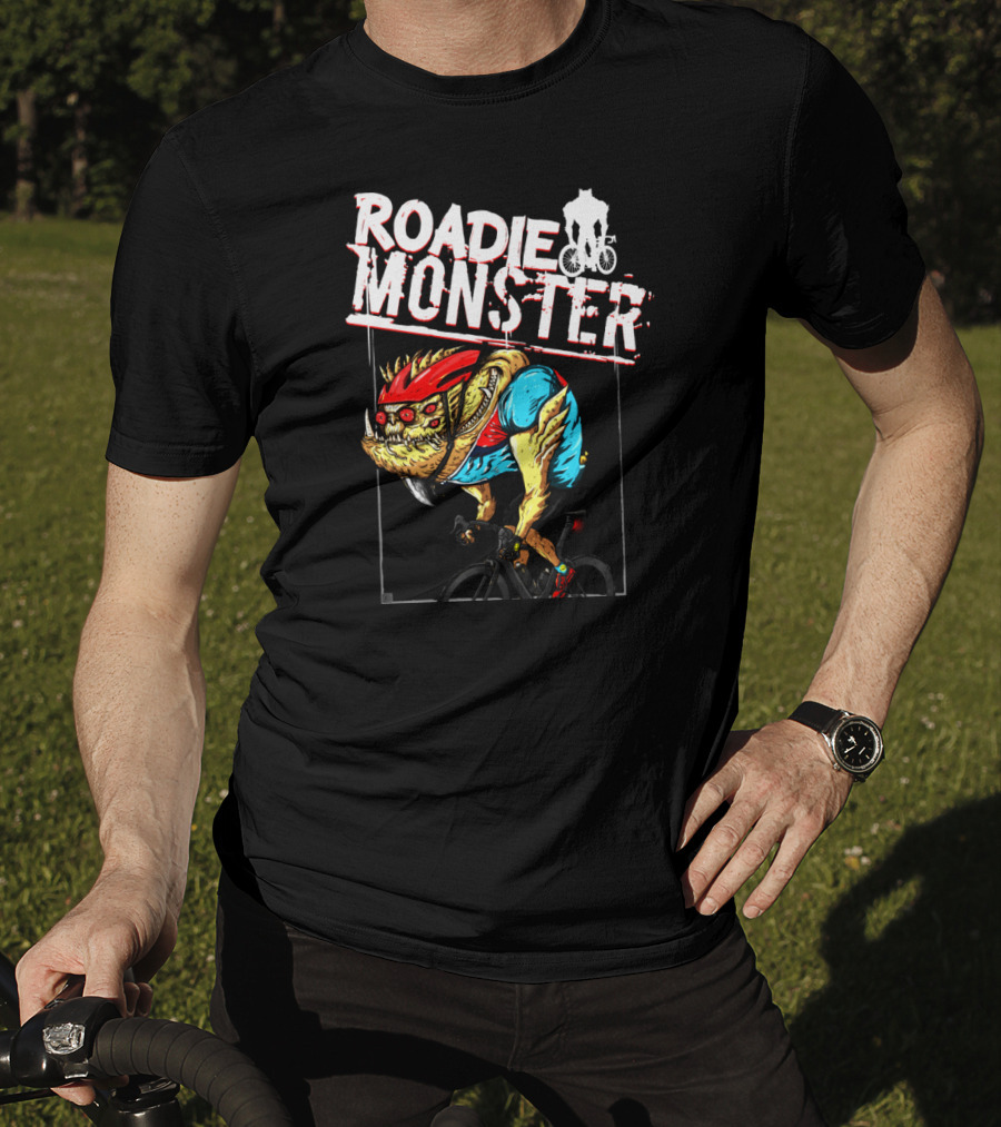 ROADIE MONSTER Cyclist Beast On Bicycle Thrill T-Shirt
