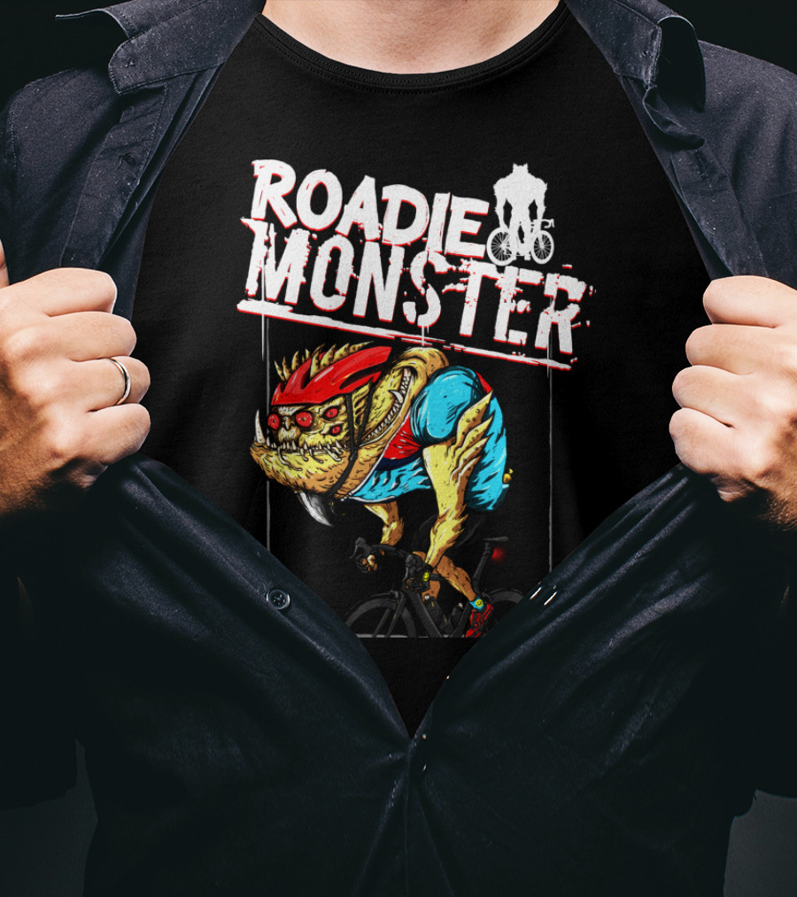 ROADIE MONSTER Cyclist Beast On Bicycle Thrill T-Shirt