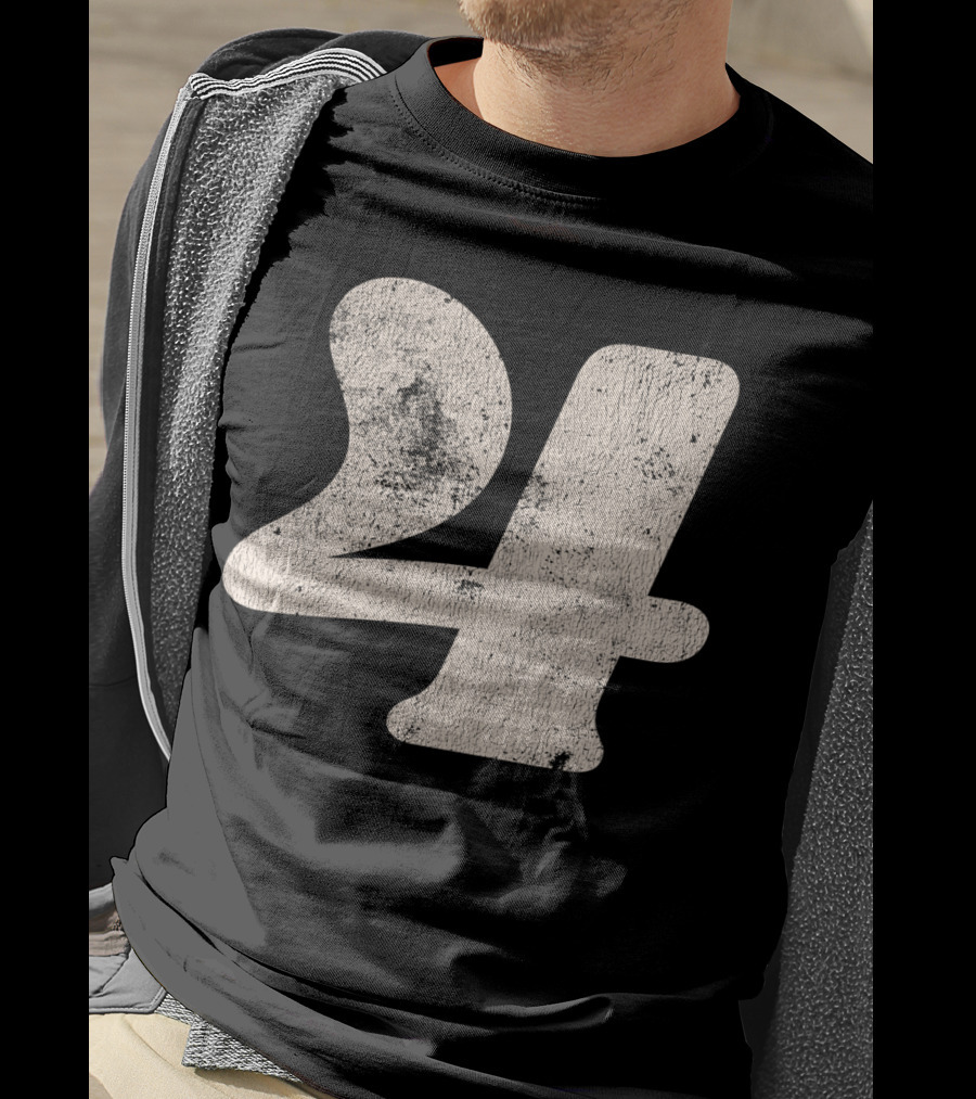 Vintagestyle Textured 24 Number Four T-Shirt