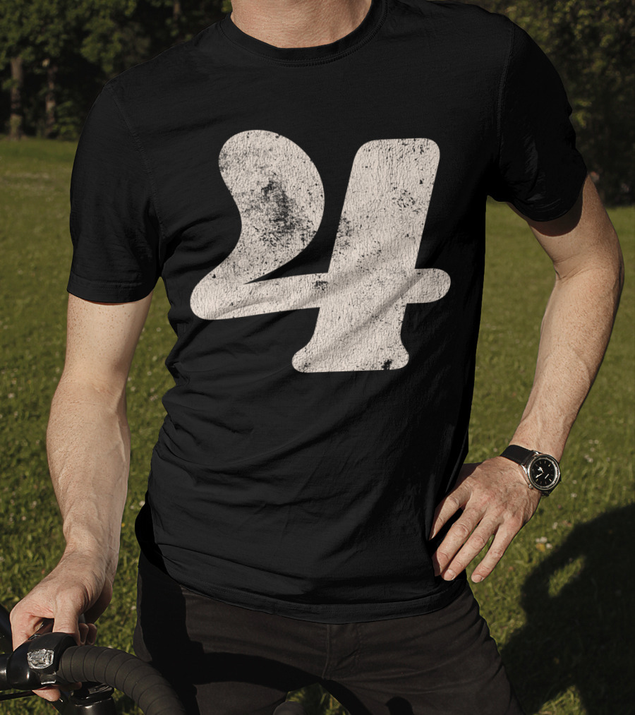 Vintagestyle Textured 24 Number Four T-Shirt