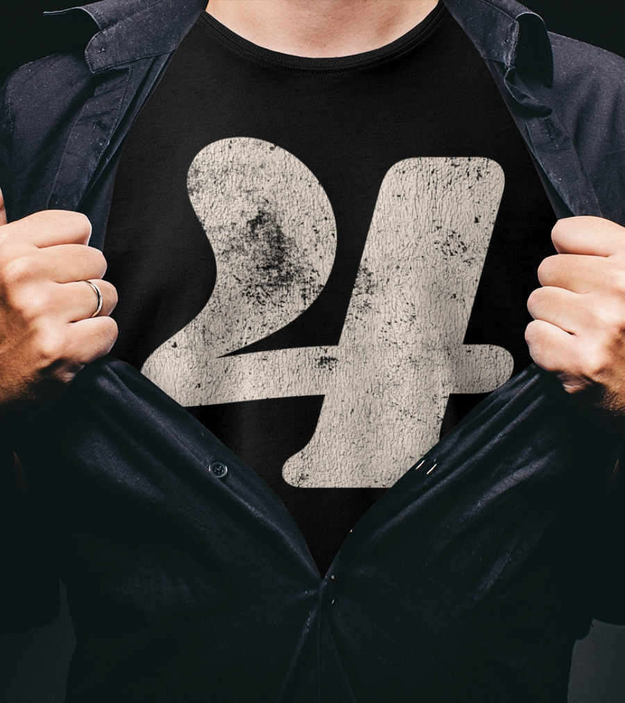 Vintagestyle Textured 24 Number Four T-Shirt