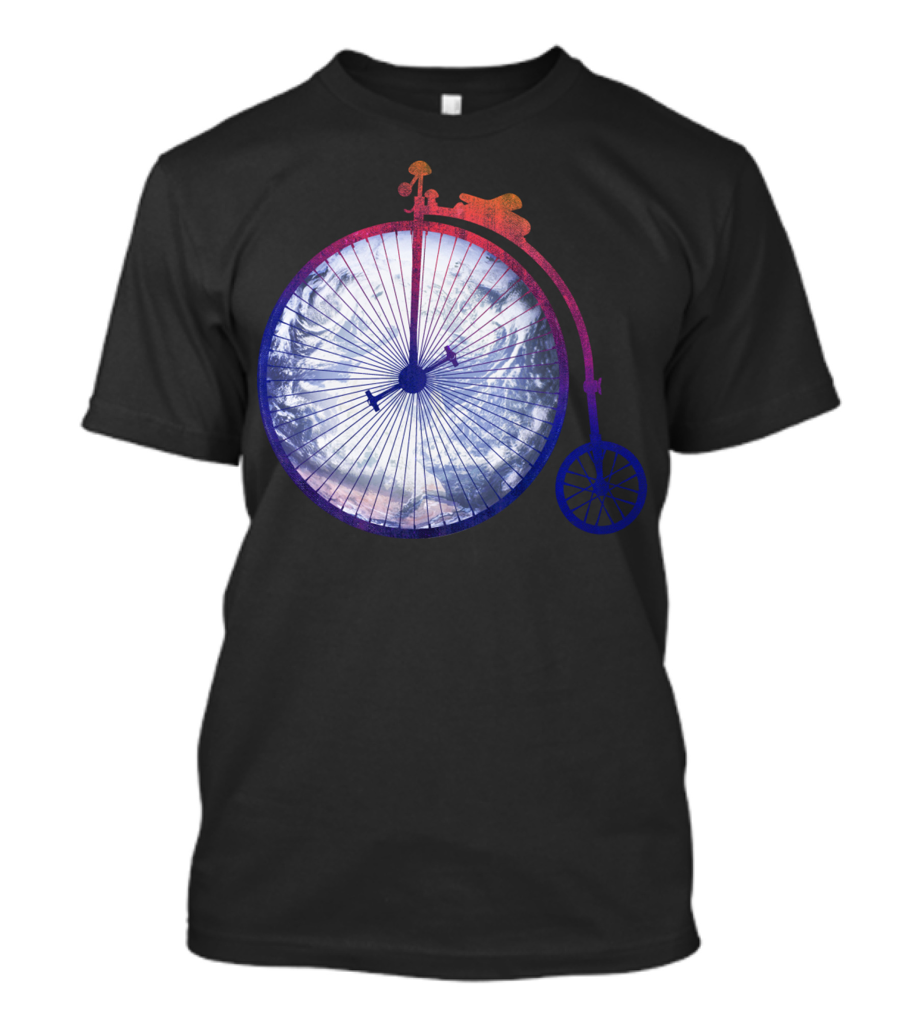 Vintage World Bicycle Traveler Earth Penny-Farthing T-Shirt