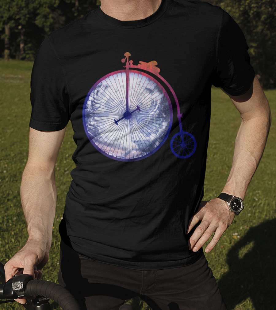 Vintage World Bicycle Traveler Earth Penny-Farthing T-Shirt
