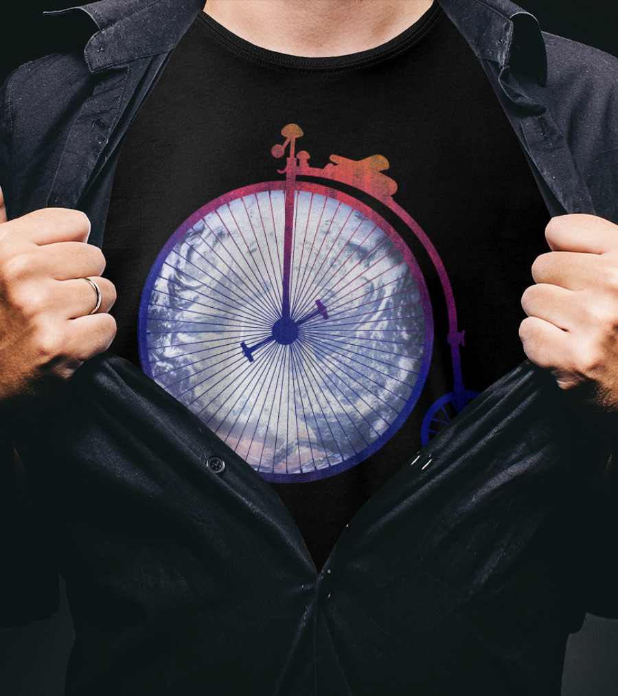 Vintage World Bicycle Traveler Earth Penny-Farthing T-Shirt