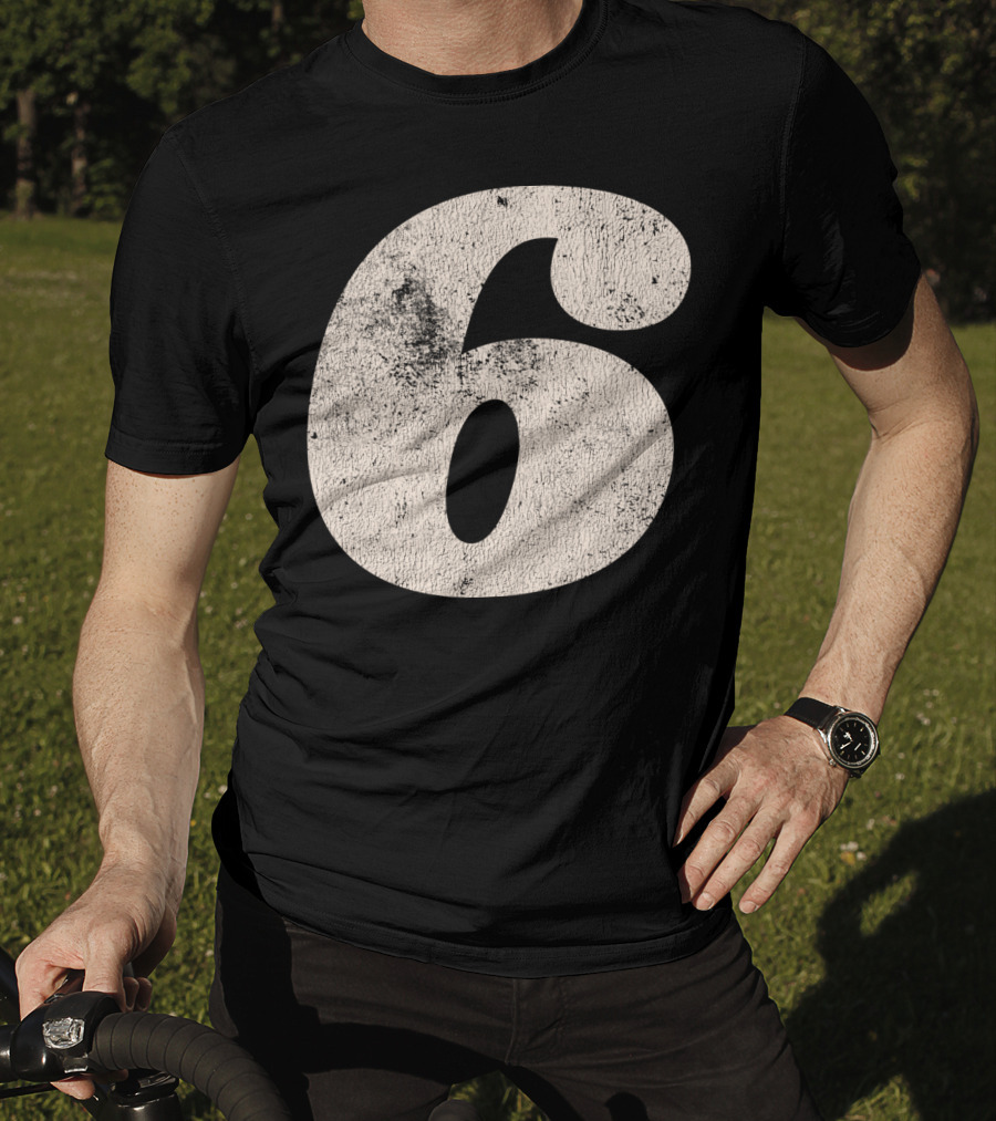 Vintagestyle Number 6 Distressed Retro Look T-Shirt