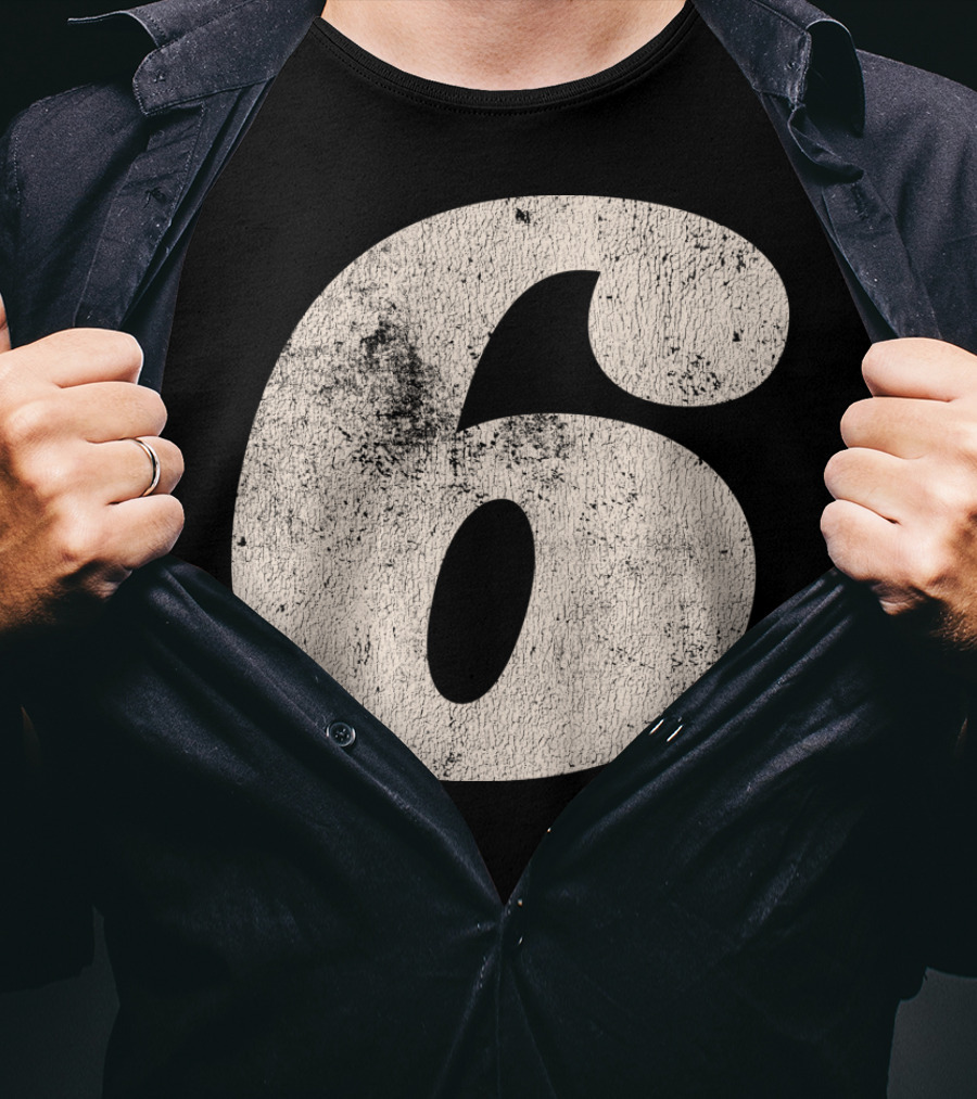 Vintagestyle Number 6 Distressed Retro Look T-Shirt