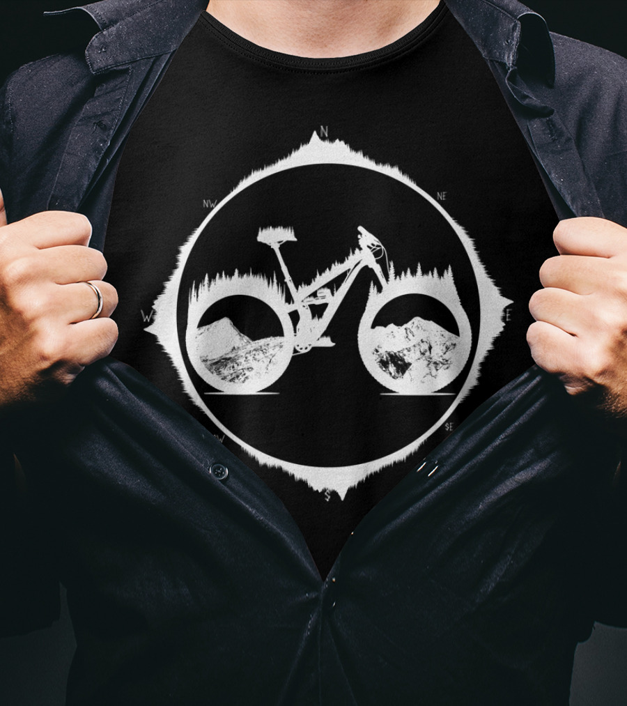 Yety Enduro Mountain Bike Compass And Mountains T-Shirt