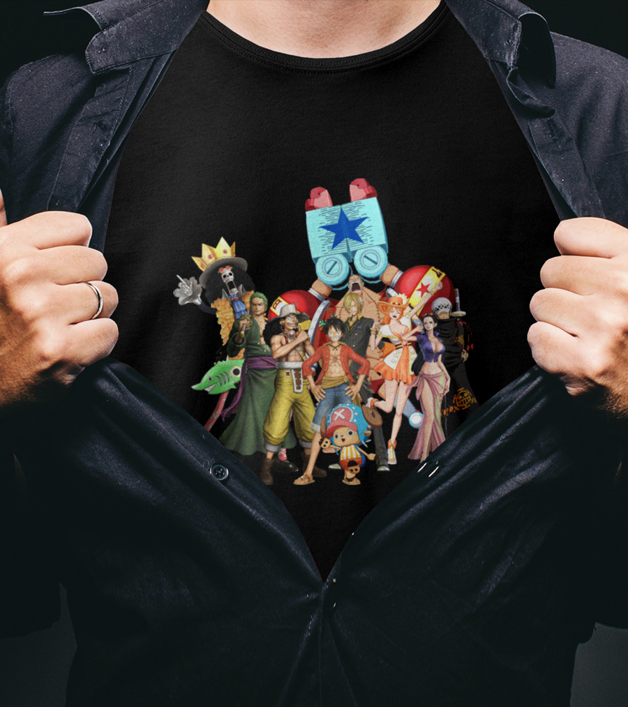 One Piece Main Characters Iconic Straw Hat Pirates Ensemble T-Shirt