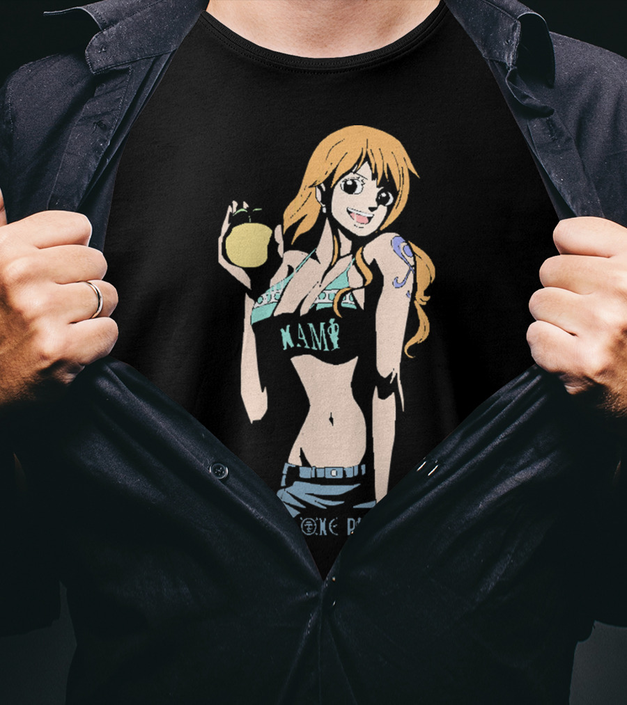 One Piece Nami Holding Fruit Anime Character T-Shirt