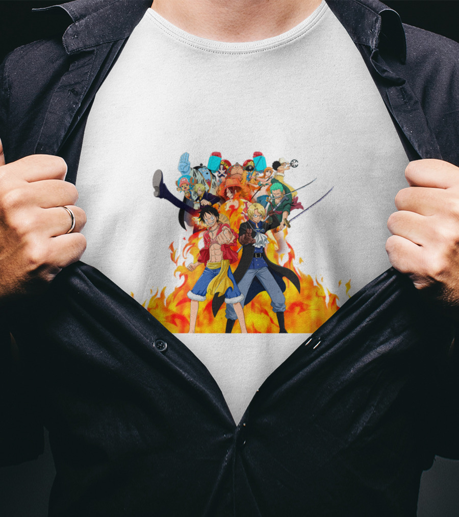 One Piece Pirate Crew In Flames T-Shirt