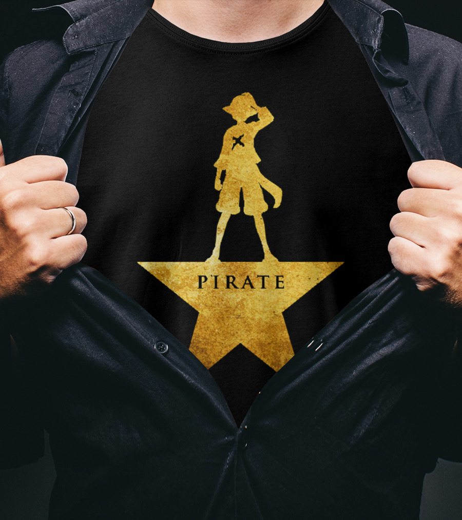 Pirate Star Gold Silhouette One Piece Luffy T-Shirt