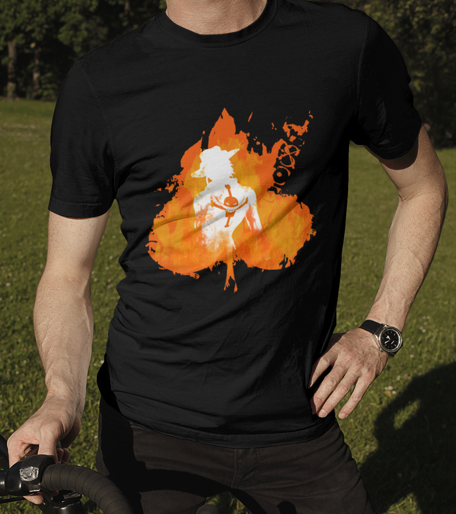 Ace One Piece Silhouette On Fire T-Shirt