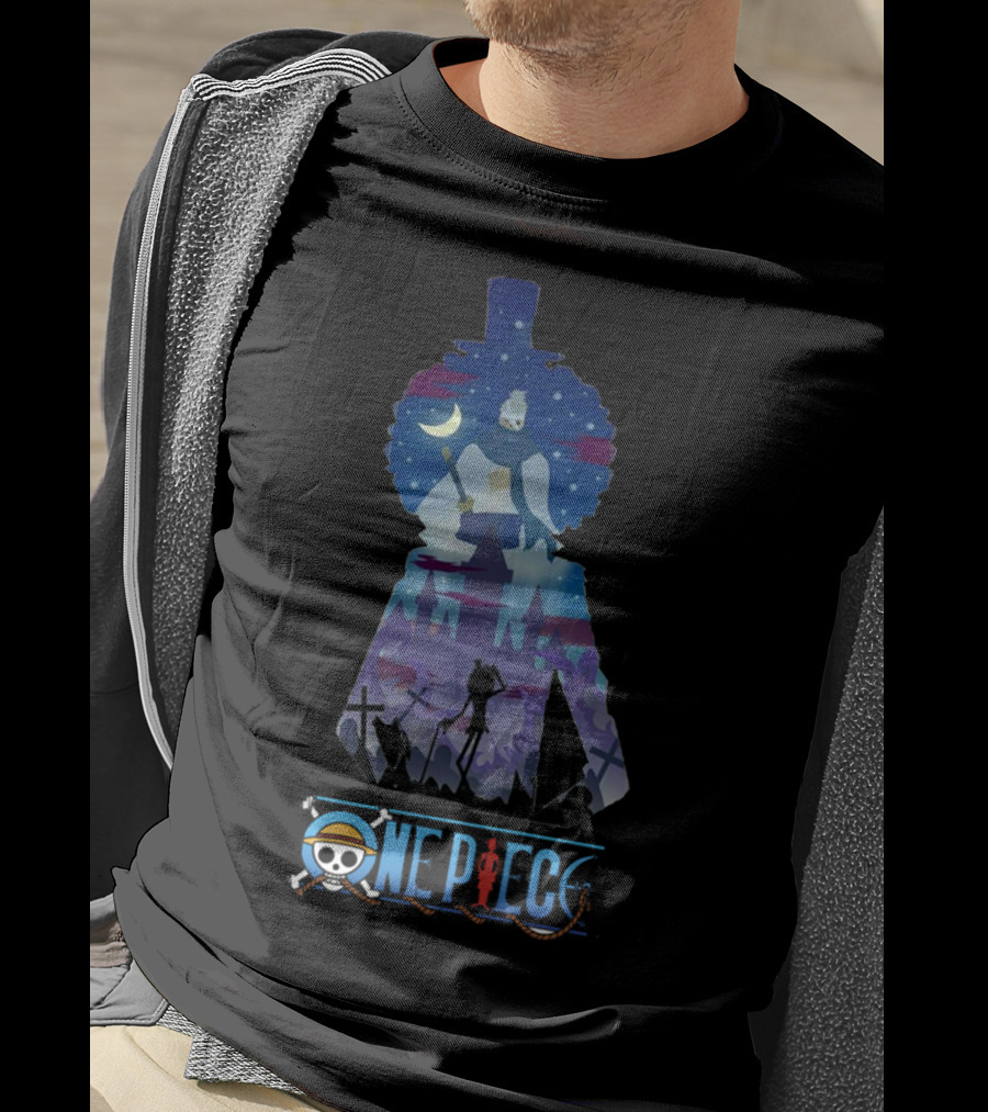 One Piece Brook Soulking Silhouette Night Scene T-Shirt