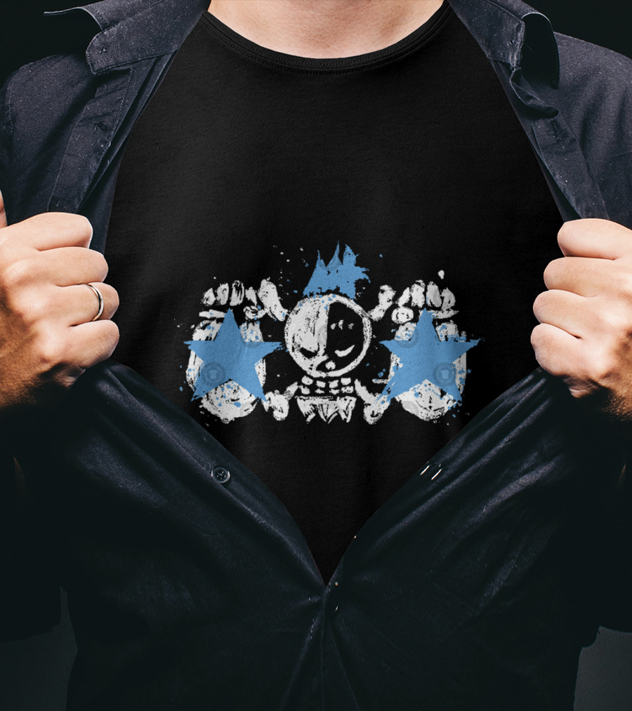 Franky Jolly Roger Skull With Blue Stars And Crown T-Shirt
