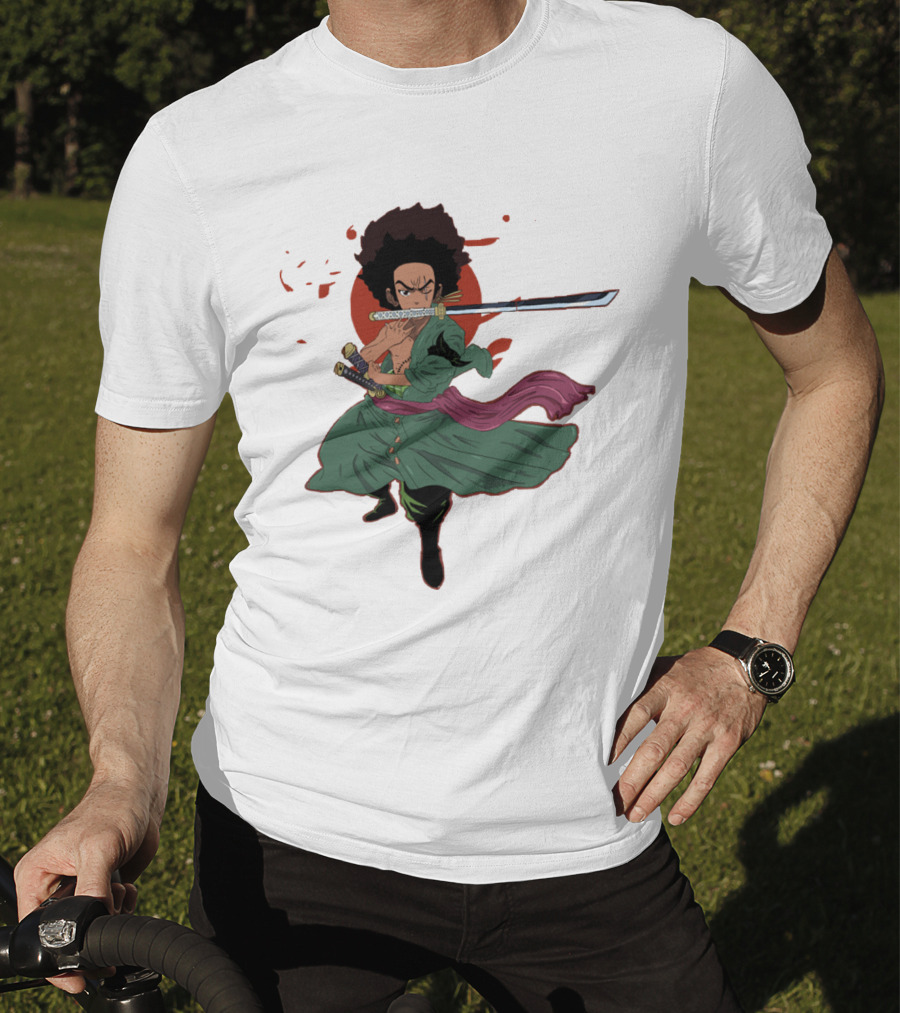 Huey Freeman X Roronoa Zoro Samurai Sword Fighter T-Shirt
