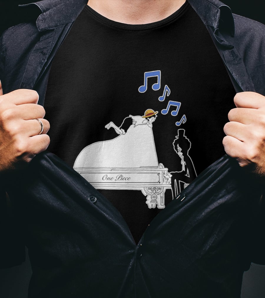One Piece Luffy And Brook Piano Music Notes T-Shirt