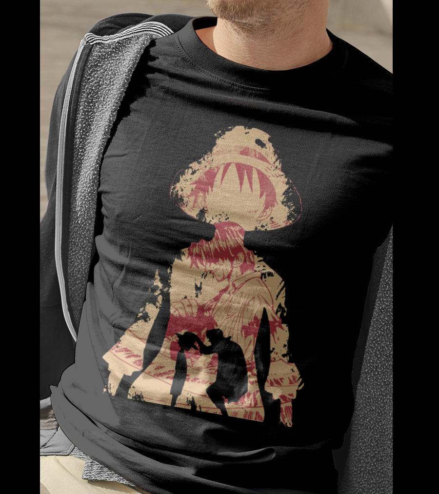 Luffy Shanks Silhouette Straw Hat Mentorship Scene T-Shirt
