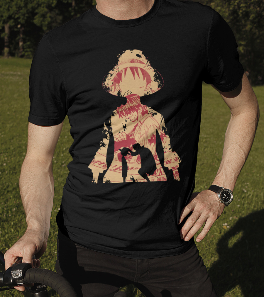 Luffy Shanks Silhouette Straw Hat Mentorship Scene T-Shirt