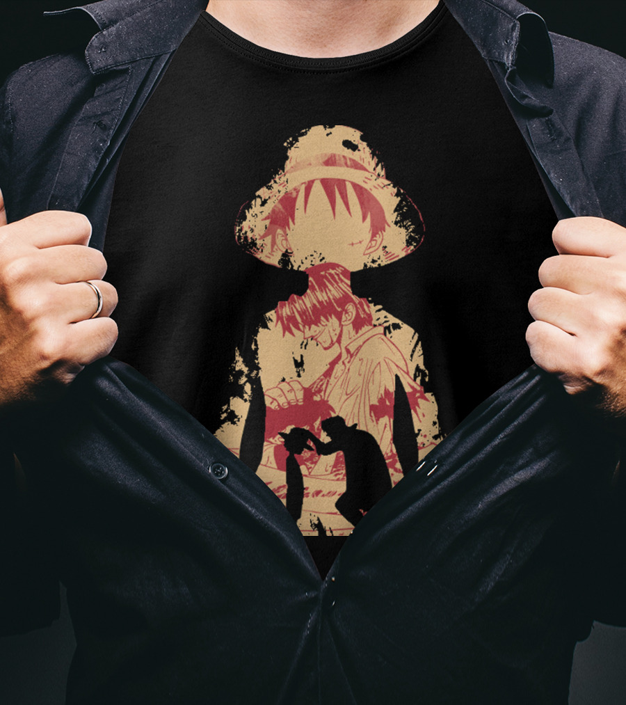 Luffy Shanks Silhouette Straw Hat Mentorship Scene T-Shirt