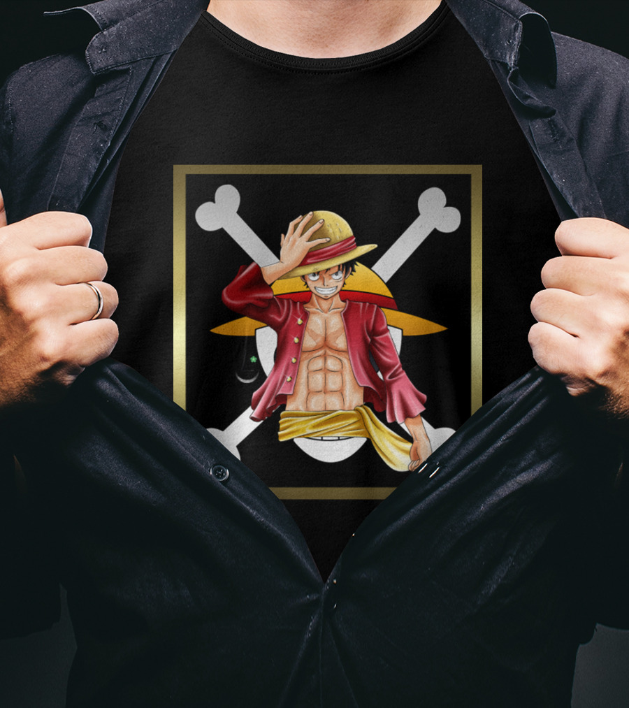 One Piece Luffy Pirate Straw Hat Jolly Roger T-Shirt