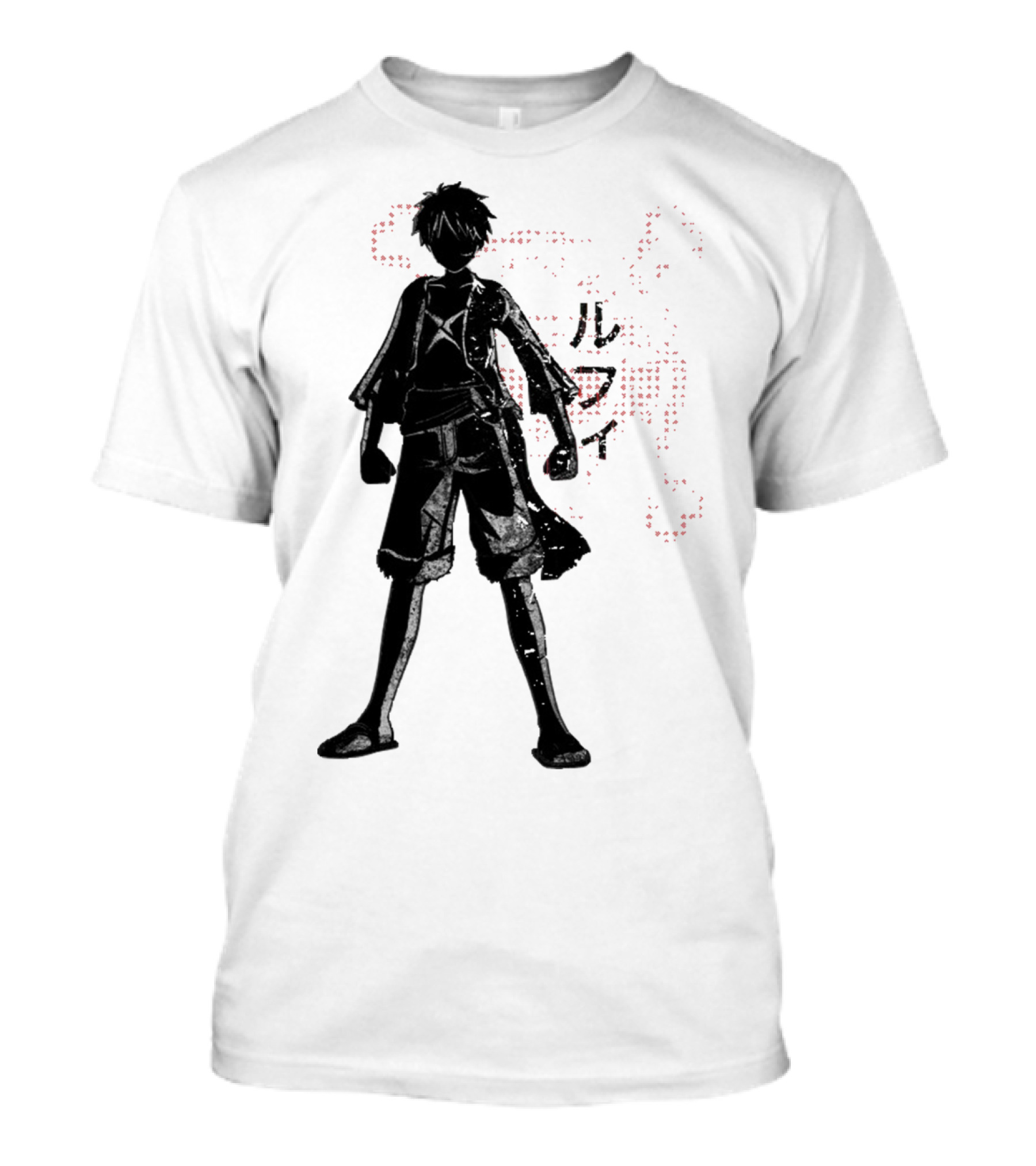 Crimson Luffy Anime Silhouette Kanji T-Shirt
