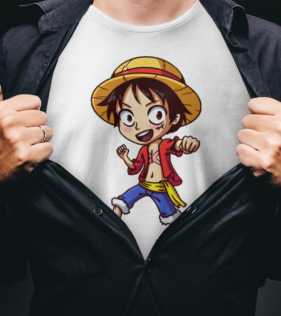 Luffy Chibi One Piece Straw Hat Pirate Anime Character T-Shirt