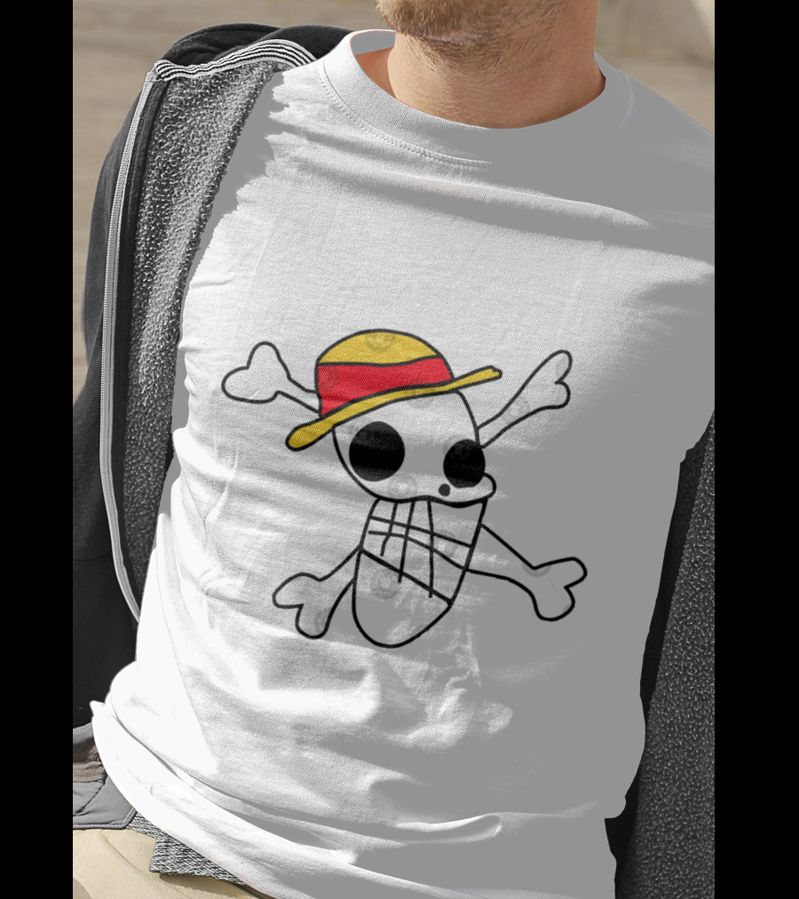 Iwaras Flag Straw Hat Skull Crossbones T-Shirt