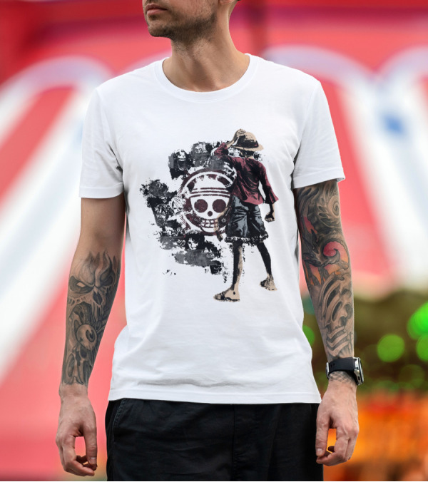Premium T-Shirt: One Piece Straw Hat Pirate Skull Luffy T-Shirt One Piece Straw Hat Pirate Skull Luffy T-Shirt