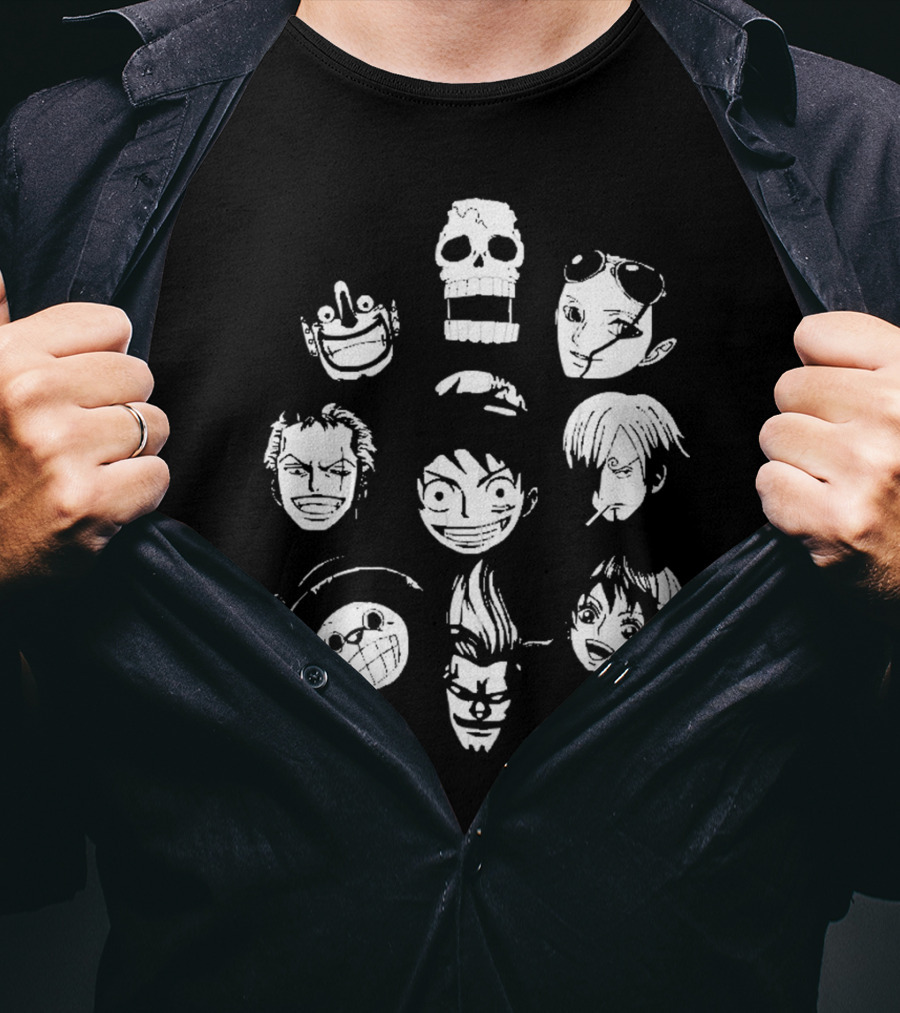 One Piece Straw Hat Crew Faces T-Shirt