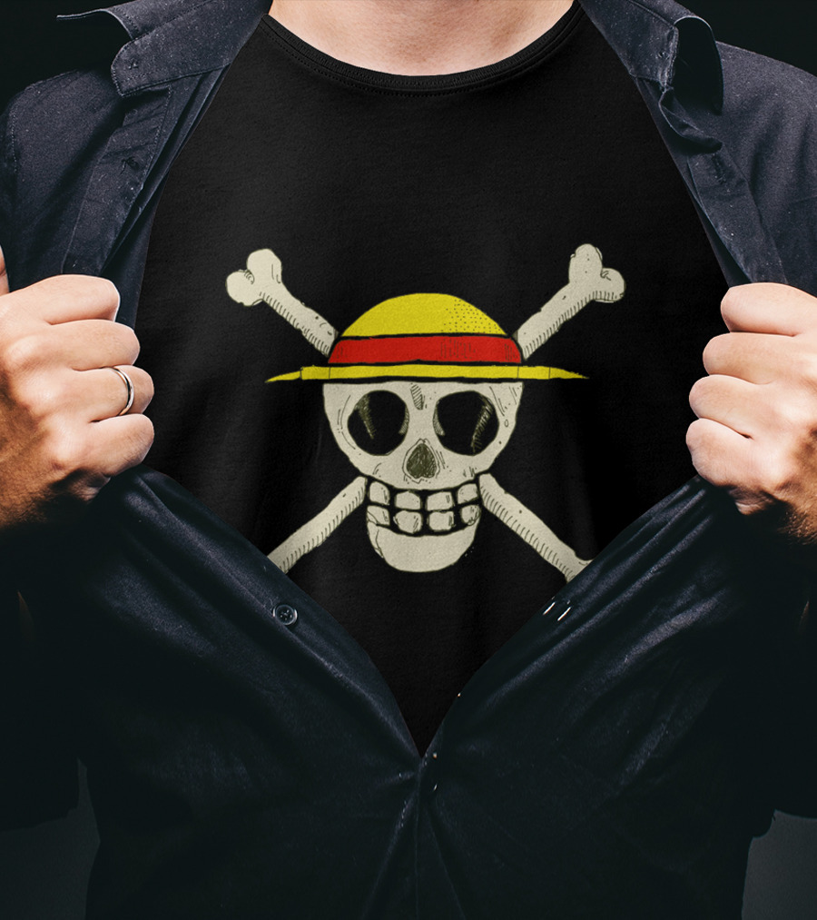 One Piece Skull Luffy Hat Crossbones By Miskel T-Shirt