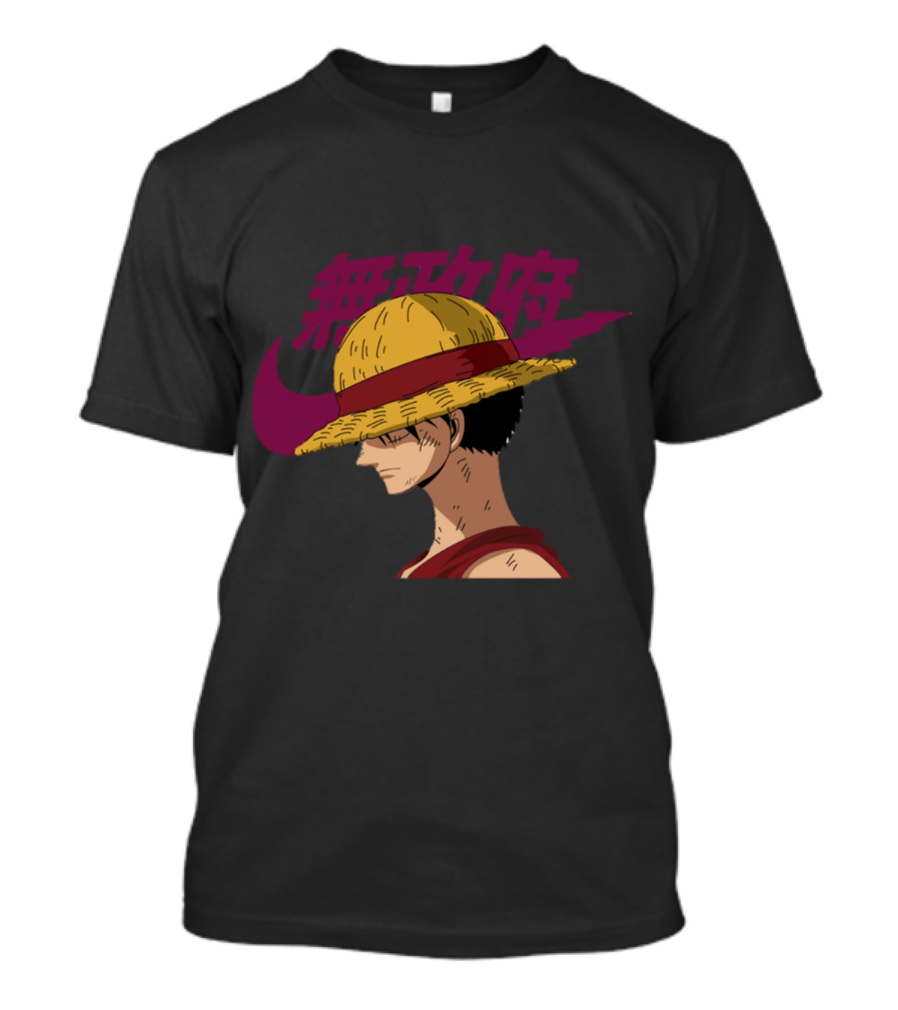Straw Hat Luffy With Japanese Text And Iconic Emblem T-Shirt