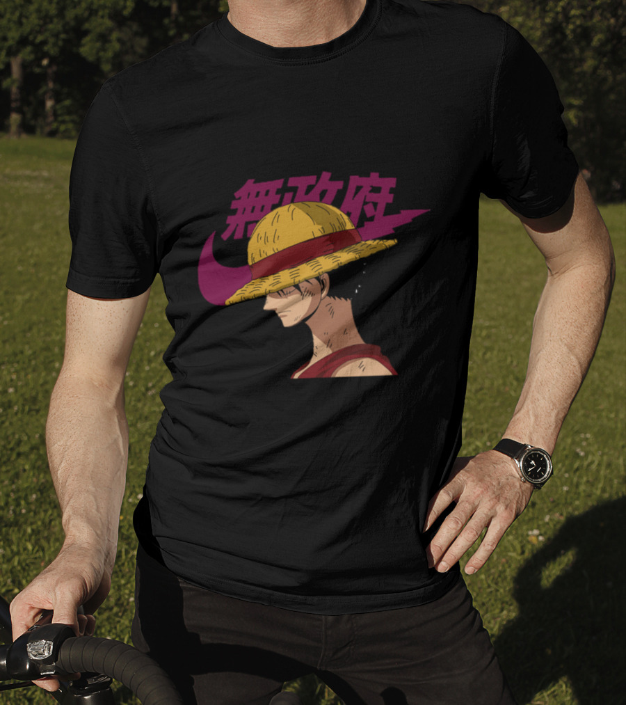 Straw Hat Luffy With Japanese Text And Iconic Emblem T-Shirt