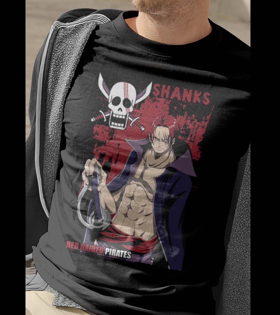 Red Haired Pirates Shanks Skull Symbol Manga T-Shirt