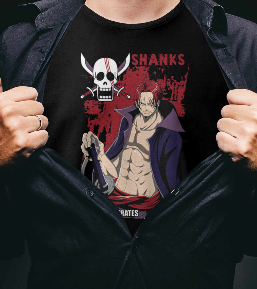 Red Haired Pirates Shanks Skull Symbol Manga T-Shirt