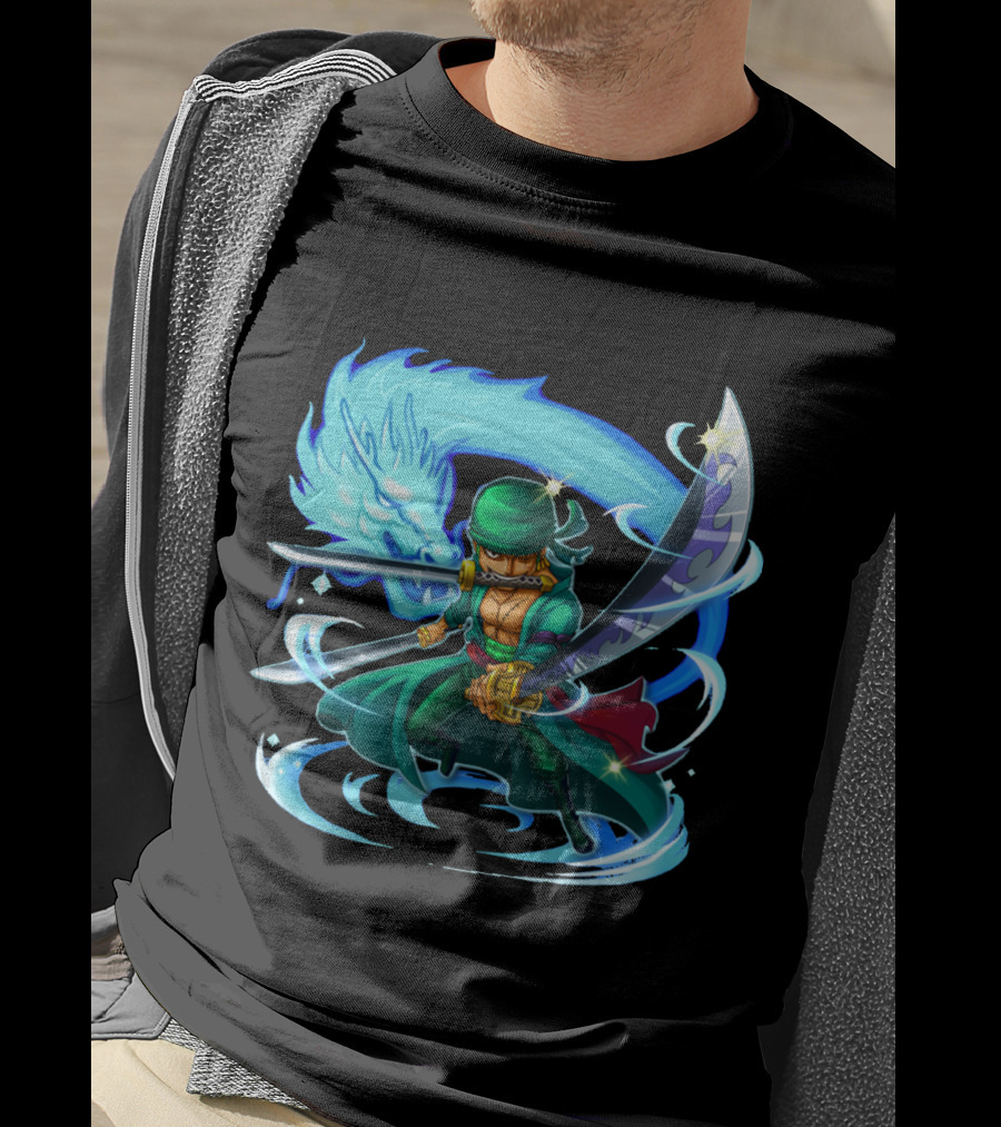 Roronoa Zoro Swordmaster With Blue Dragon Aura T-Shirt