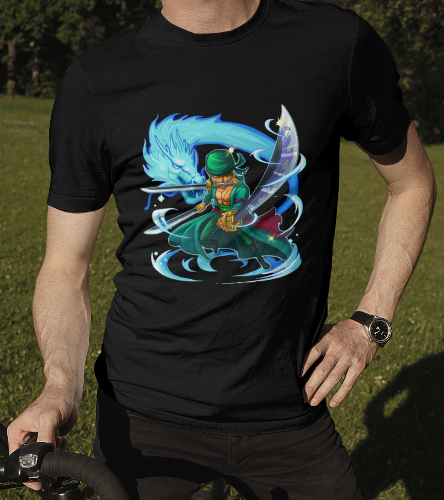 Roronoa Zoro Swordmaster With Blue Dragon Aura T-Shirt
